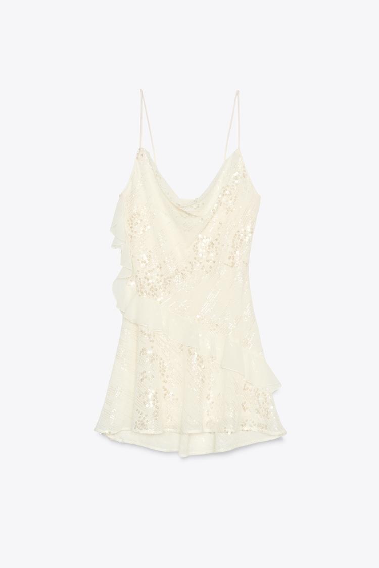 Vestido mini con volantes y lentejuelas