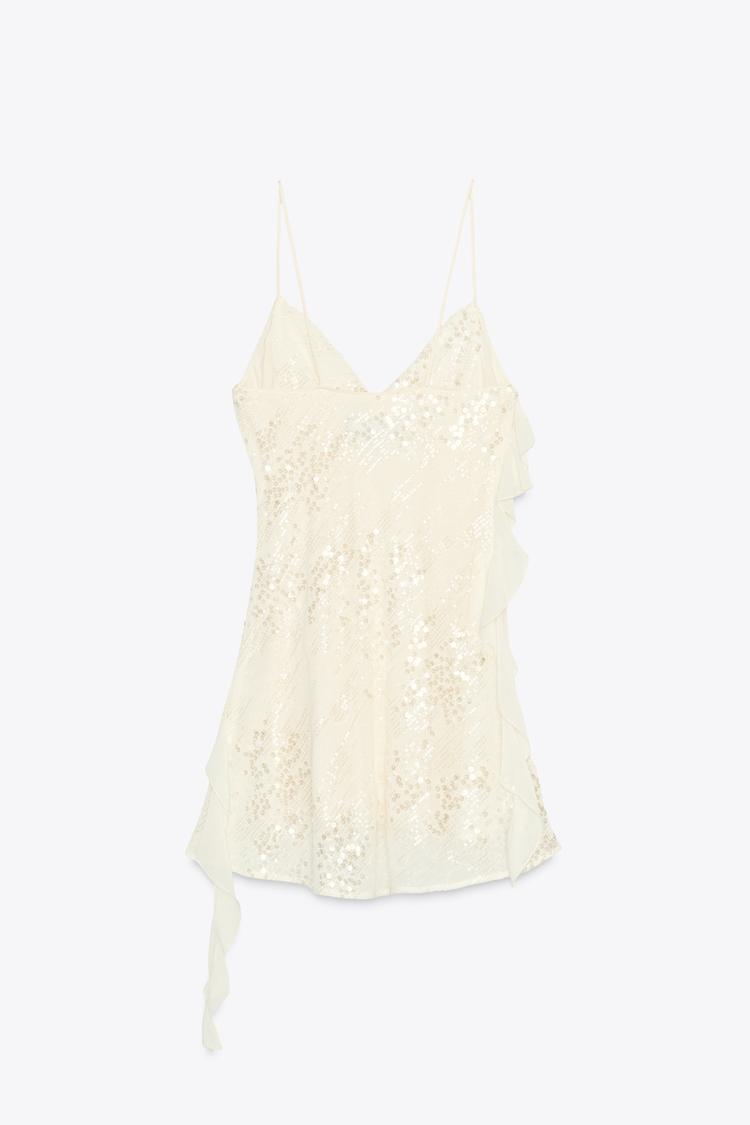 Vestido mini con volantes y lentejuelas