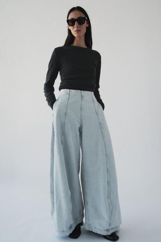 Jeans balloon de tiro alto
