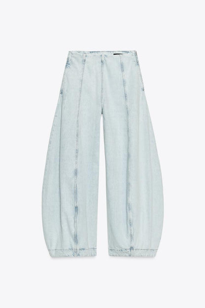 Jeans balloon de tiro alto