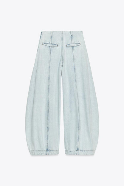 Jeans balloon de tiro alto